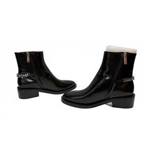 Michael Kors Camille Flat Bootie Black Leather Ankle Boots Size 8